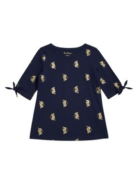 Lilly Pulitzer Shirt Women’s Size‎ Small Navy Gold “Reel It In All Over” 3/4